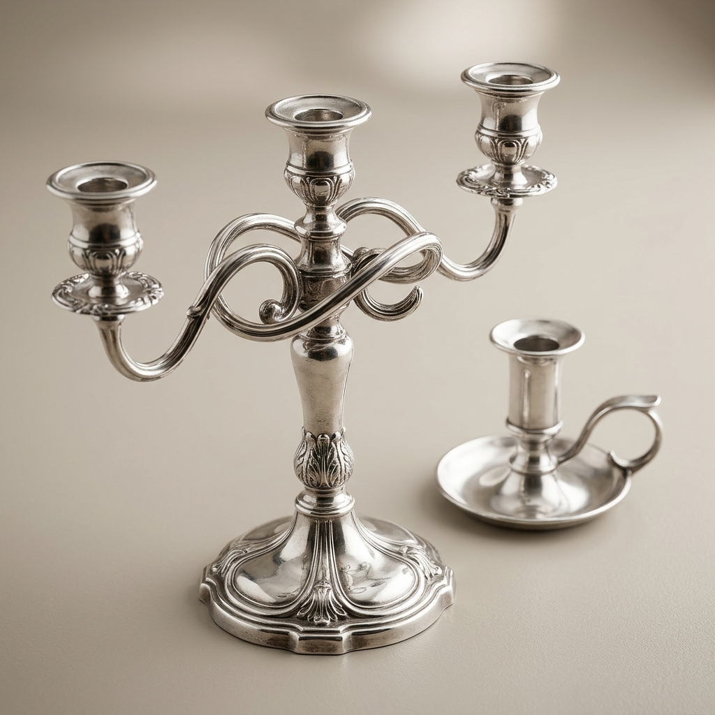 Candelabros y l&aacute;mparas de plata