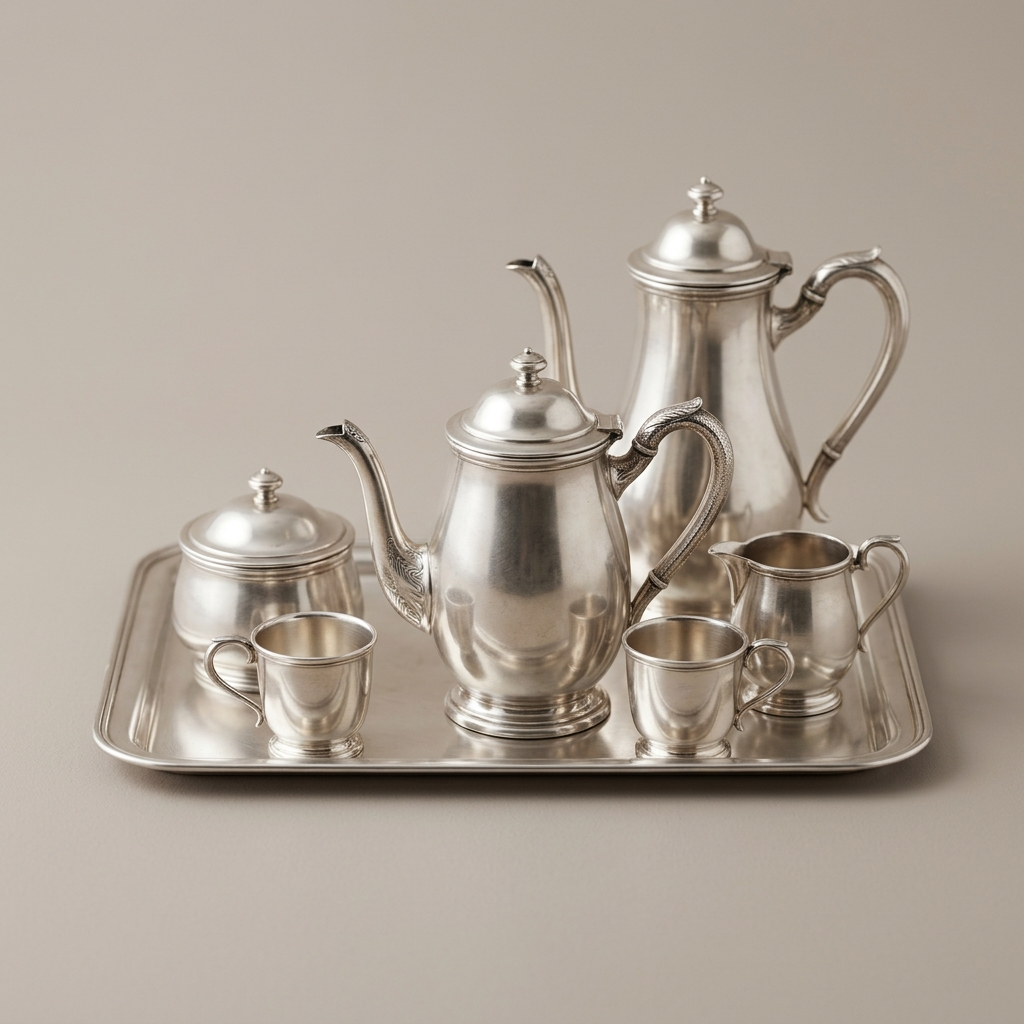 Juegos de caf&eacute; y t&eacute; de plata