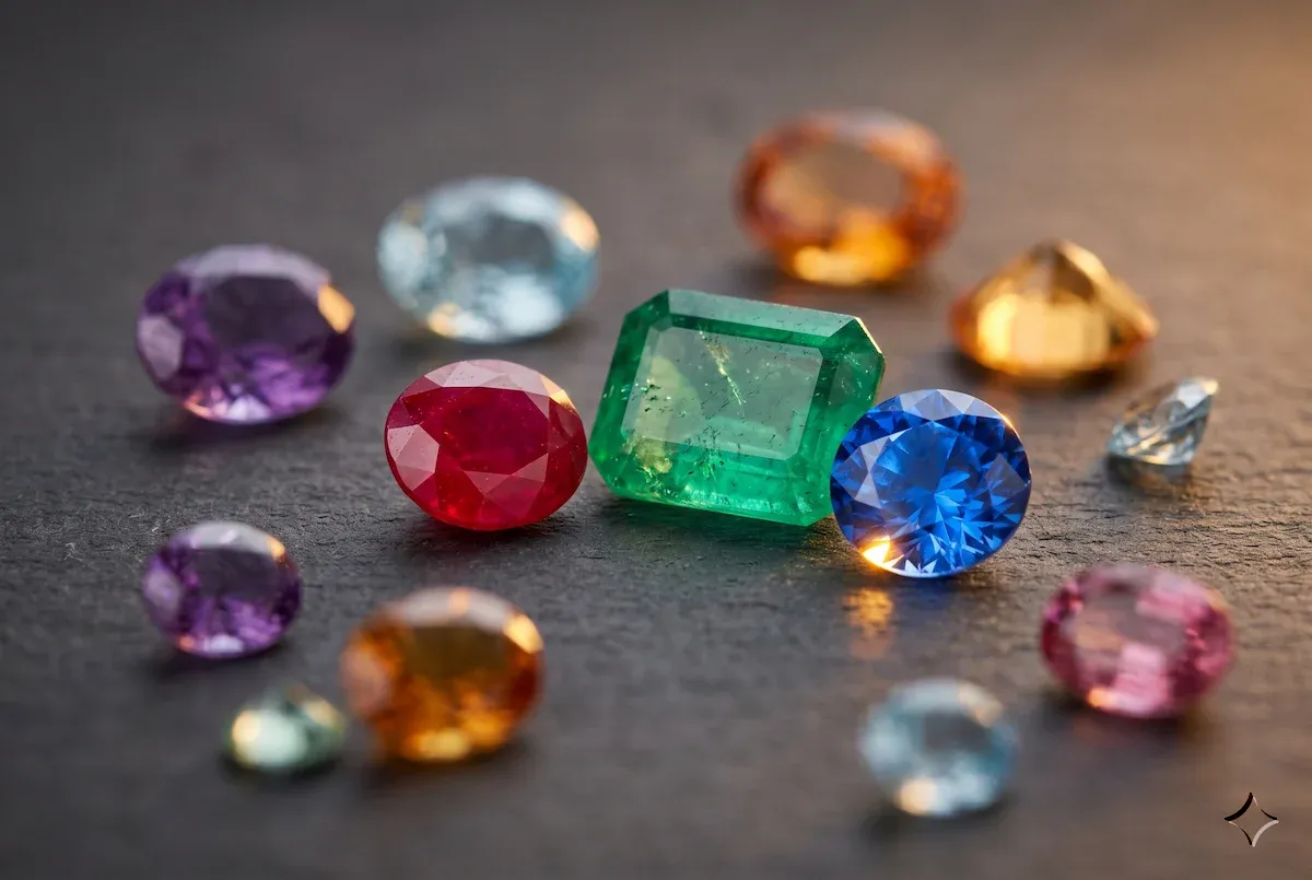 Piedras preciosas y semipreciosas sueltas: rubí, esmeralda, zafiro, amatista, aguamarina, citrino